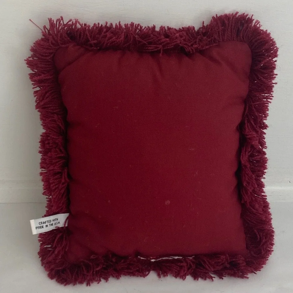 Riverdale‎ Christmas Santa Claus Tapestry Throw Pillow Burgundy Fringe